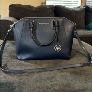 Michael Kors Blue Satchel with Gold Hardware